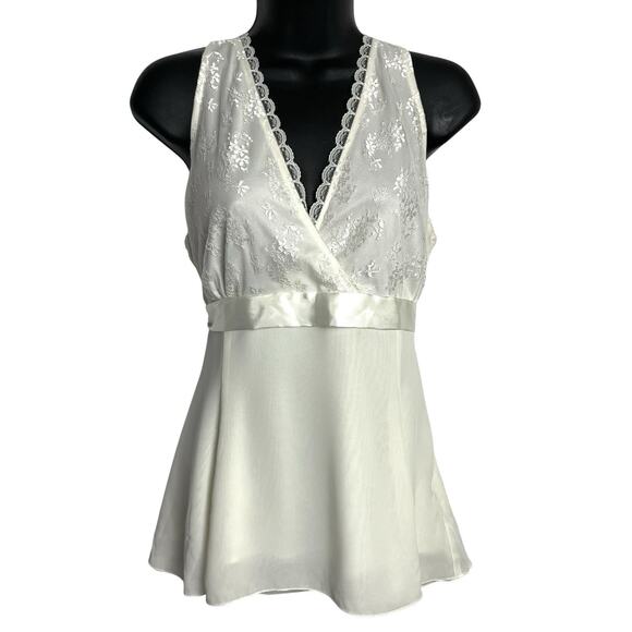 Vintage Y2K Babydoll Top Womens L Ivory Lace Boho Hippie 90s Fairy Festival - Picture 1 of 8